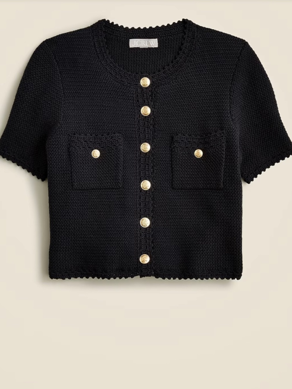 J. Crew Short Sleeve Sweater Lady Jacket - Black - Size XS